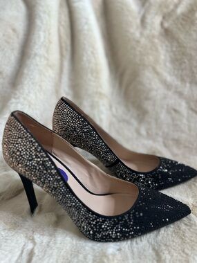 Aldo Black Crystal-Embellished Pointed-Toe Heels